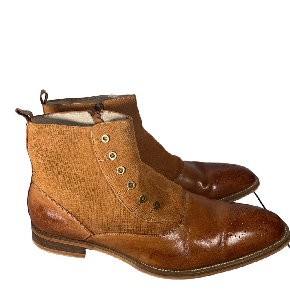 Giovanni Kendrick Leather Ankle Boot Tan Mens 13 Wool Felt Accent - Picture 5 of 11